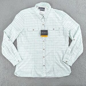 Eddie Bauer Shirt Womens Large Plaid Travex Convertible Long Sleeve Outdoor NEW